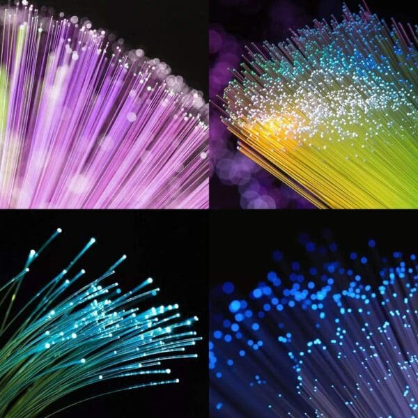 FIBERS FROM A DYI KIT LIT UP IN DIFFERENT COLORS